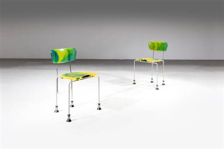 GAETANO PESCE<BR>La Spezia 1939 - 2024 New York (USA)<BR>Coppia di sedie mod. Broadway