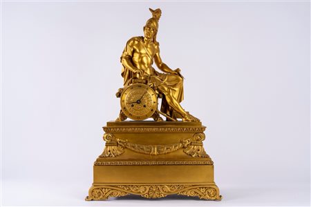 Pendola da appoggio in bronzo dorato. Francia, secolo  XIX.