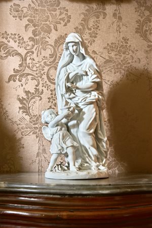 Due gruppi in porcellana raffiguranti l' allegoria dell’Inverno e dell’Estate. Meissen, fine secolo XVIII-XIX