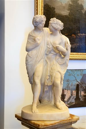 Bacco e Arianna, gruppo in marmo. Secolo XIX