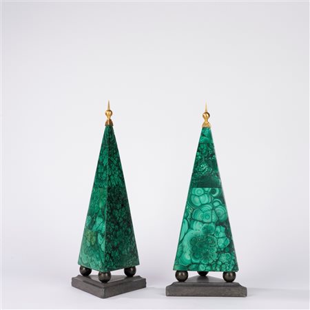 Coppia di obelischi in malachite. Secolo XХ