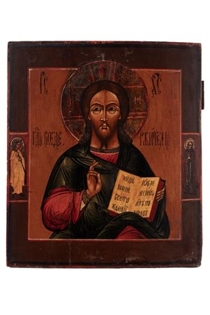Icona su tavola di Cristo Pantocratore. Russia,