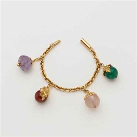 Bracciale rolò ovale con charms di vari quarzi microcristallini (ametista,...