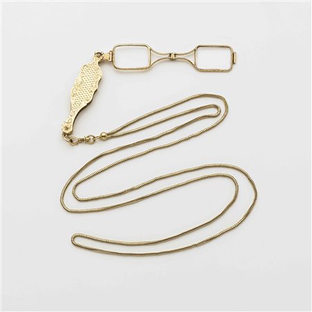 LORGNETTE Occhialini da teatro ripieghevole in oro giallo con impugnatura a...