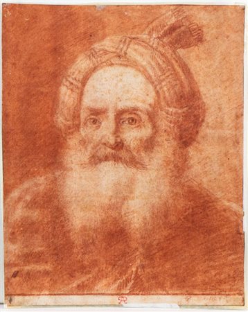  
Studio di testa maschile barbata con turbante Artista emiliano, XVII secolo
 