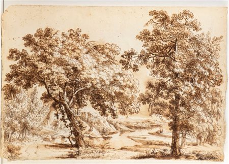 Rodolfo Fantuzzi (attribuito a) (Bologna, 1781 - 1832) 
Paesaggio con alberi 
 