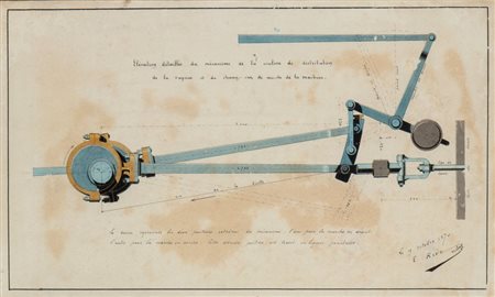  
Alzato dettagliato del meccanismo della coulisse di distribuzione del vapore della macchina 1870
 