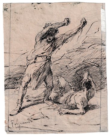 FRANCESCO GRANDI (Roma, 1831 - 1891)  
Studio per due figure 
 