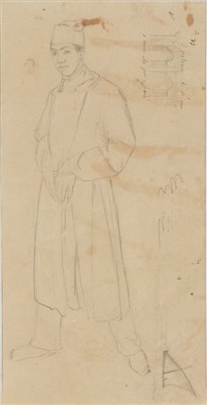 NINO COSTA (Roma, 1826 - Marina di Pisa, 1903) (attribuito a) (Roma, 1826 - Marina di Pisa, 1903) 
Figura maschile in abito orientale 
 