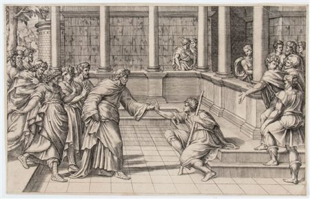 Marcantonio Raimondi (scuola di) (c. 1480 - 1534) 
La guarigione del Cieco 
 