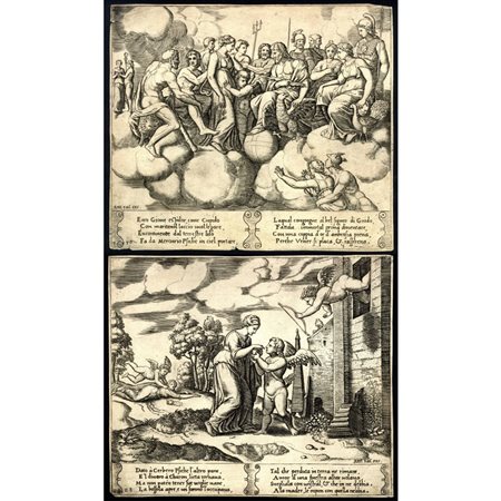 Maestro del Dado (1530 - 1560 fl.) 
Amore vola in soccorso di Psiche | Il Parnaso degli Dei 
 