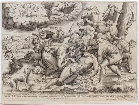 Nicolas Beatrizet (attribuito a) (c. 1507 - 1573) 
Morte di Meleagro, da Francesco Salviati 
 