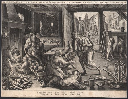 Jan (Johannes) Sadeler (1550 - 1600) 
Pauperibus mors grata venit..., da Johannes Stradanus 
 