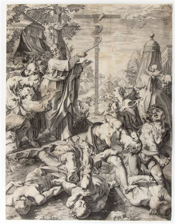 Francesco Villamena (1566 - 1626) 
Mosè e il serpente di bronzo, da Ferrau Fenzoni 
 