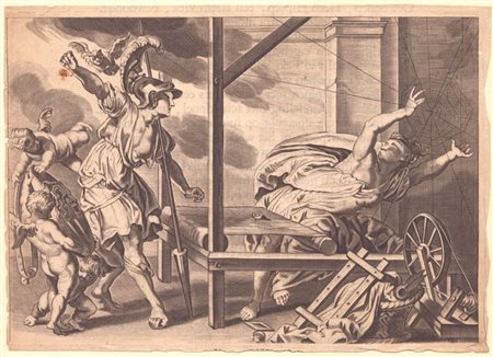 Crispijn de Passe I (e bottega) (c. 1564 - 1637) 
Atena trasforma Aracne in un ragno 
 