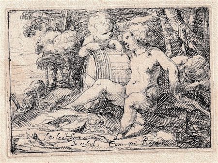 Laurent de la Hyre (1606 - 1656) 
Tre putti con una botte di vino 
 