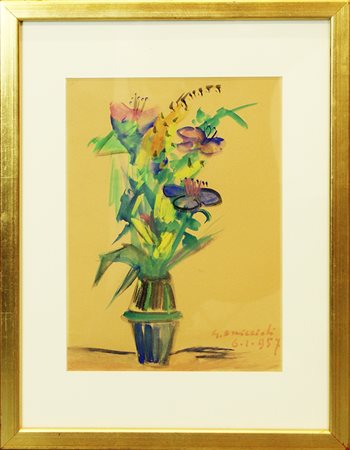 GIOVANNI OMICCIOLI, "Vaso di fiori", 1957