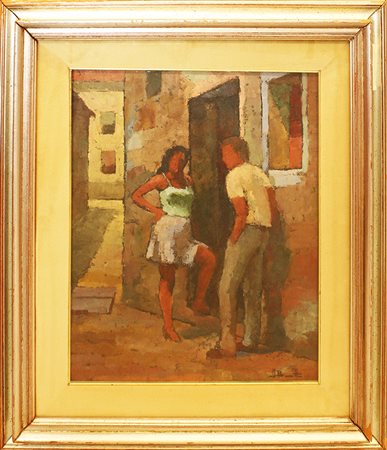 UMBERTO BERRETTA, "Sull'uscio di casa", 1973, Torino