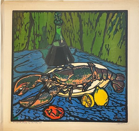 Luigi Servolini "Il lupicante" 
xilografia a colori
cm 50x51,5
firmata, titolata