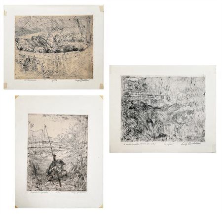 Luigi Bartolini "Il Martin pescatore (rovescio della lastra)", "Il bracconiere",