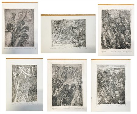 Ernesto Lomazzi Lotto composto da sei acqueforti di soggetto e misure diverse
mi