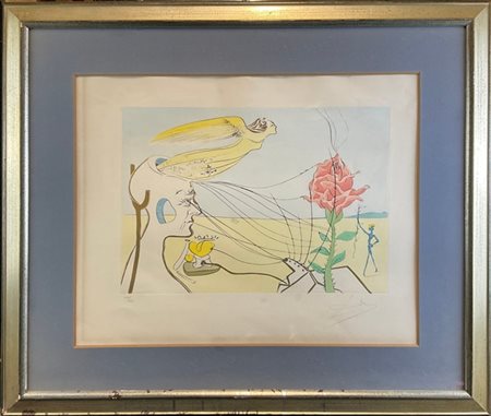 Salvador Dalì "La Rose (Dream)" 1976/77
acquaforte su carta Arches
(lastra cm 36