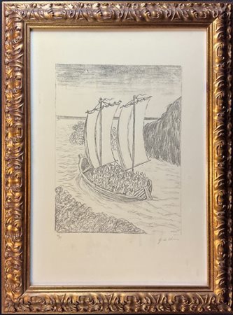 Giorgio De Chirico "La barca misteriosa" 1973
litografia
cm 70x49
firmata e nume