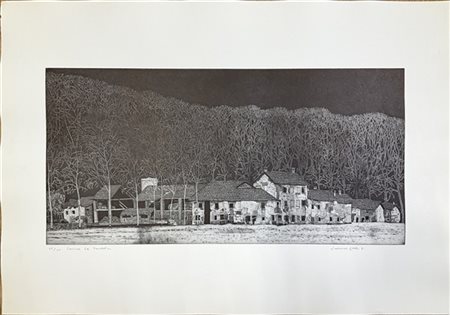 Federica Galli "Cascina La Desolata" 1991
acquaforte
(lastra cm 39x79; foglio cm