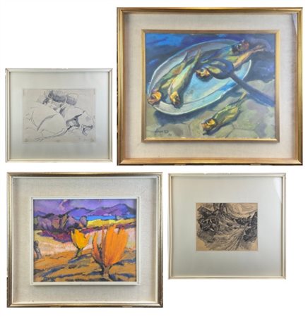 Mario Venzo Lotto composto da un olio su tela, uno su cartone e due tecniche mis