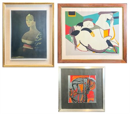 Lotto composto da una serigrafia su lastra argentata di Salvatore Fiume, una se