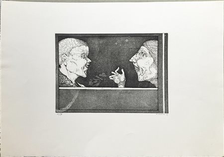 Karl Plattner "Conversazione fra madre e figlio" 1969
acquaforte e acquatinta
(l