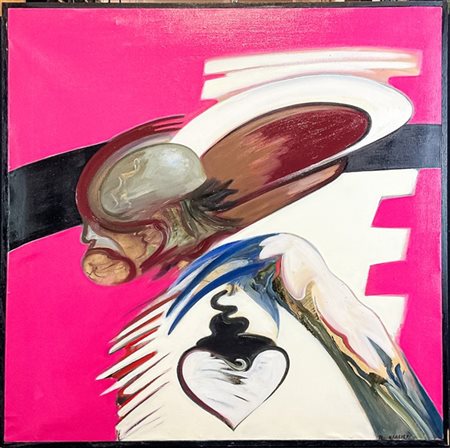 Tino Vaglieri "Incastrato (studio per autoritratto come incastrato)" 1971
olio s