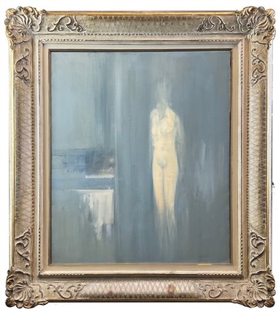 Giuseppe Ajmone "Nudo e ambiente" 1972
olio su tela
cm 65x54
firmato in basso a