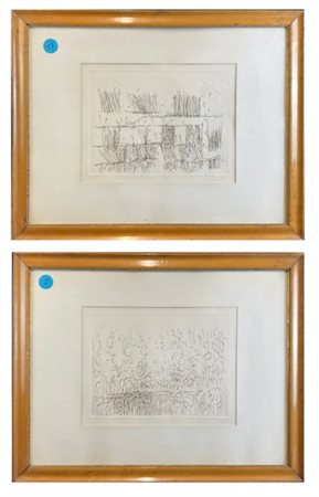 Enrico Della Torre "Senza titolo" 1965
due acqueforti
lastre cm 25x32,5
firmate,