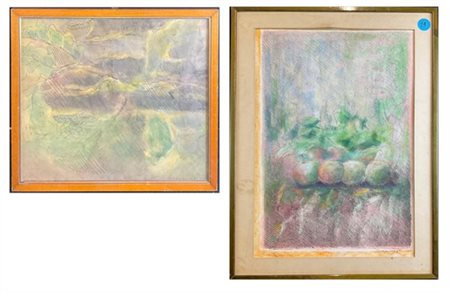 Pierluigi Lavagnino Una tecnica mista su carta raffigurante paesaggio del 1977 e