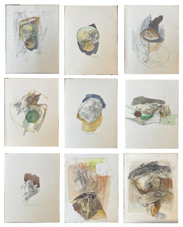 Giacomo Soffiantino Lotto composto da nove tecniche miste su carta raffiguranti