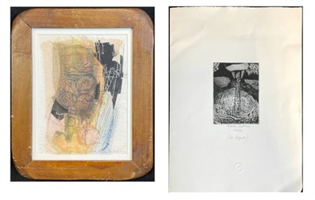 Giacomo Soffiantino Lotto composto da una tecnica mista su carta e un'acquaforte