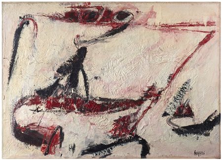 Piero Ruggeri "Omaggio a Charlie Parker n. 2" 1957
olio e smalto su tela
cm 70x1