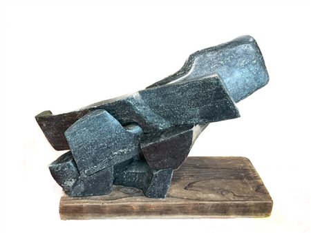 Giancarlo Sangregorio "Zattera della Medusa" 1964
scultura in diorite e legno
cm