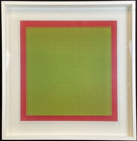 ALBERTO BIASI "Dinamica visiva S1" 1970
doppia serigrafia su carta e PVC
cm 47,5