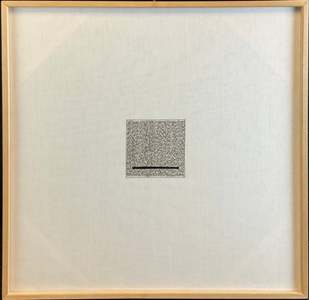 Ignoto, ricamo astratto su tela
cm 60x60. In cornice