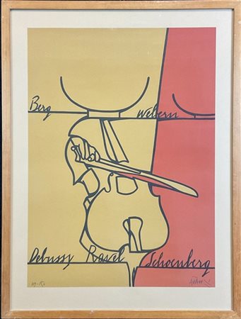 Valerio Adami "Berg, Webern, Debussy, Schönberg, Ravel" 1976
litografia a colori