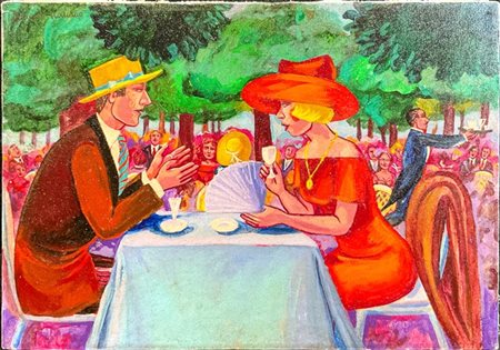 Daniela Romano "Aperitivo al parco" 
olio su tela
cm 35x50
firmato e titolato al