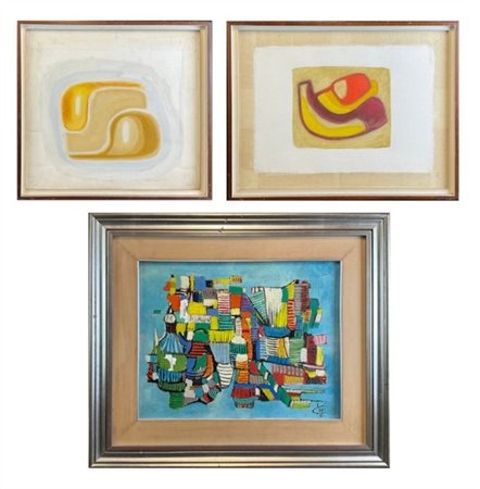 Lotto composto da due tecniche miste su tela di Gino Cosentino (cm 50x55 e cm 4