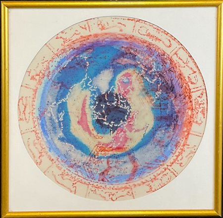 Adriano Altamira "Senza titolo" 
tecnica mista su carta e acetato
d cm 28. In co