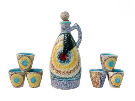 Giuseppe Mazzotti Servizio da liquore futurista composto da una bottiglia e sei