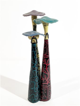 Otello Rosa Scultura in ceramica smaltata in policromia sotto vetrina, raffigura