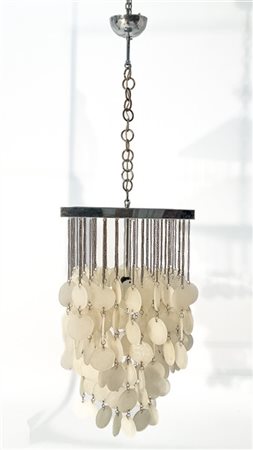 Manifattura di Murano Lampada a sospensione con pendenti a disco in vetro opales