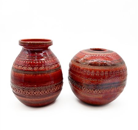 Aldo Londi Due vasi. Manifattura Bitossi, Montelupo fiorentino, anni '60. Cerami