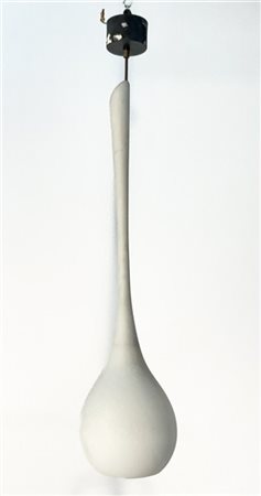 Lampada a sospensione con diffusore a goccia in vetro incamiciato lattimo. Ital